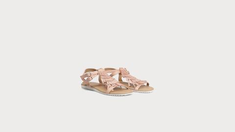 Sandales Franges Mexicaines Rose Clair Femme