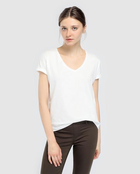 Easy Wear - Camiseta Básica De Mujer Con Escote Pico