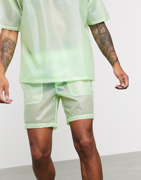 Pantalones Cortos En Verde Transparente De Asos Design (parte De Un Conjunto)