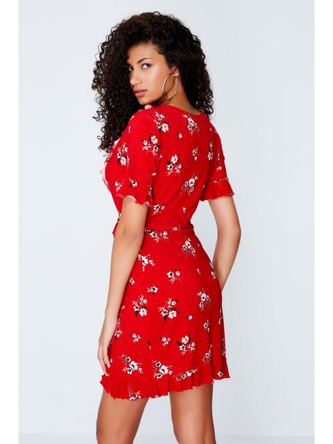 red ditsy tea dress