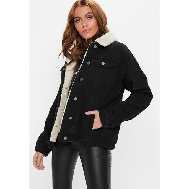 black denim jacket with borg lining