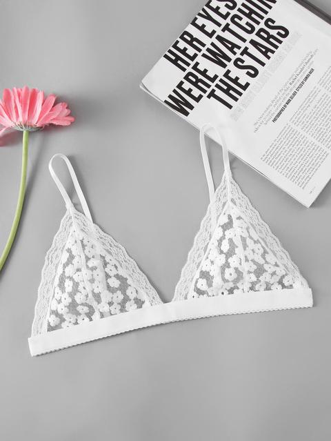 Flower Pattern Lace Triangle Bralette