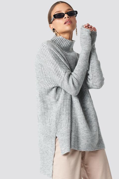 Trendyol Vertical Collar Sweater - Grey