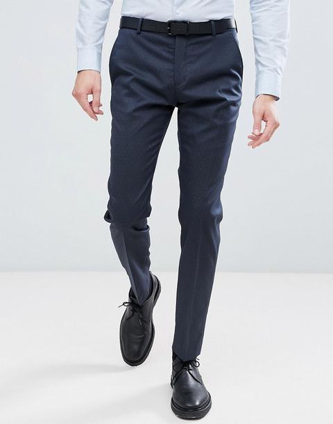 Selected Homme Slim Tuxedo Suit Trousers In Jacquard Weave - Peacoat