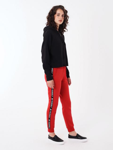 Pantalone Ginnico Con Bande Parlate Rosso