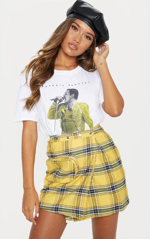 Yellow Check 3d Pocket Detail Tennis Skirt