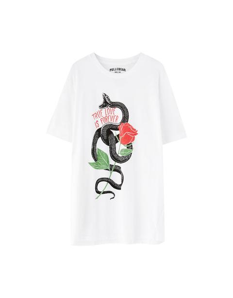 Camiseta Dibujo Cobra Y Rosa