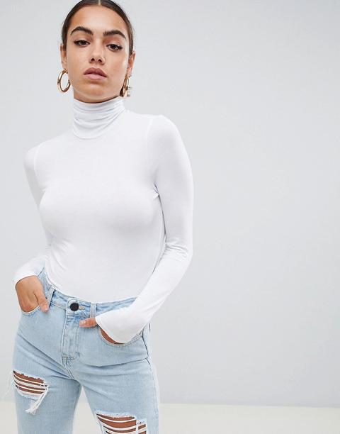 Asos Design Turtle Neck Long Sleeve Body In White