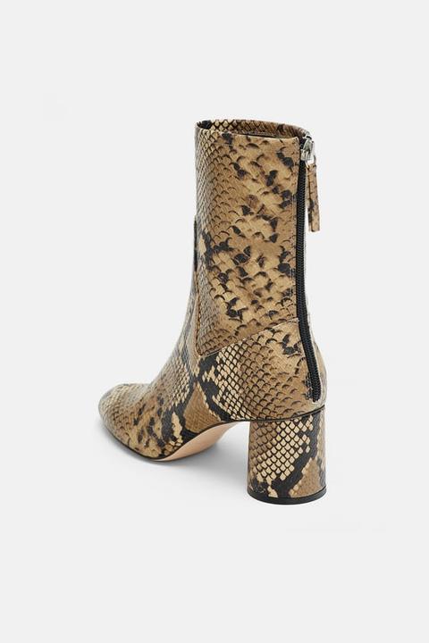 zara animal print high heel ankle boots