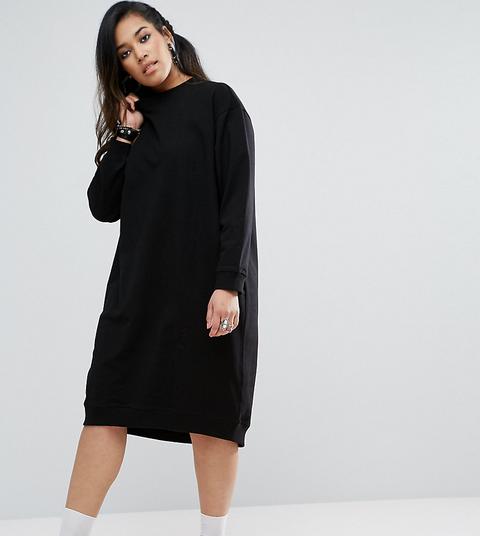 Asos Design Curve - Vestito In Felpa - Nero
