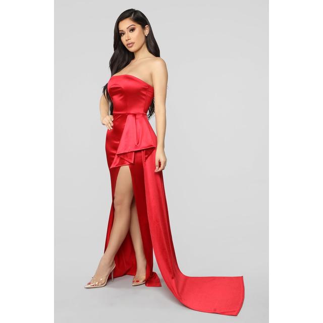 Glimpse of glamour satin gown fashion nova best sale