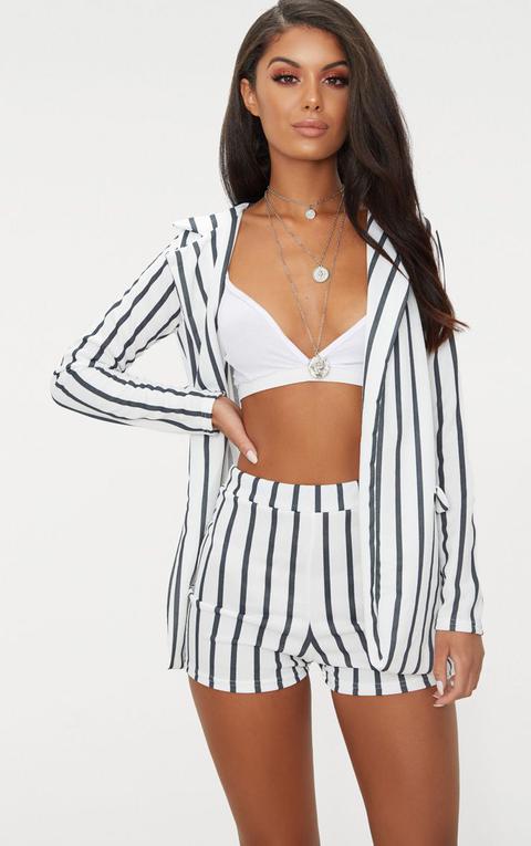 Black Stripe Suit Shorts