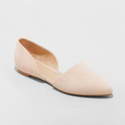 Women's Rebecca Wide Width Pointed Two Piece Ballet Flats - A New Day Blush 8w