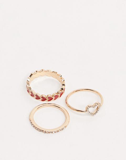 Aldo Chisa Heart Ring Multipack In Gold