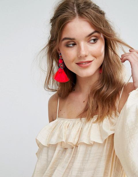 Glamorous Disc & Tassel Statement Earrings