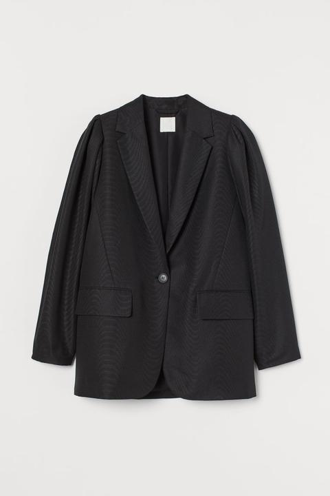 Puff-sleeved Blazer - Black