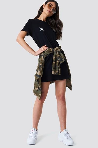 Na-kd Double X T-shirt Dress - Black