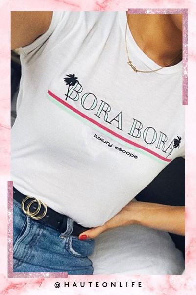 Callie White Bora Bora Slogan T Shirt