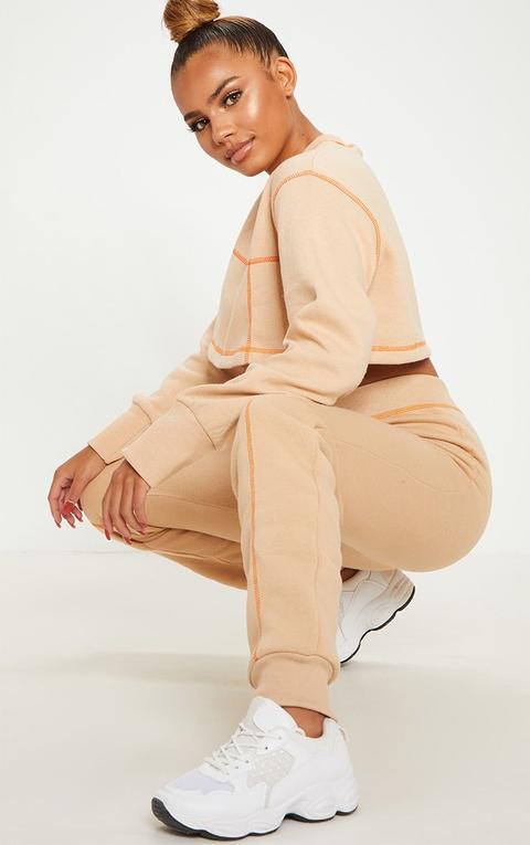 Nude Contrast Stitch Cuff Jogger