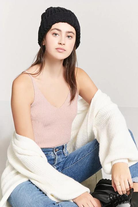 Ribbed Metallic Knit Cami Top