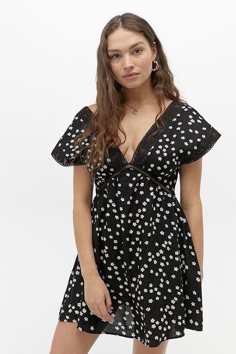 Uo Jax Black & White Mini Dress - Black Xs At Urban Outfitters