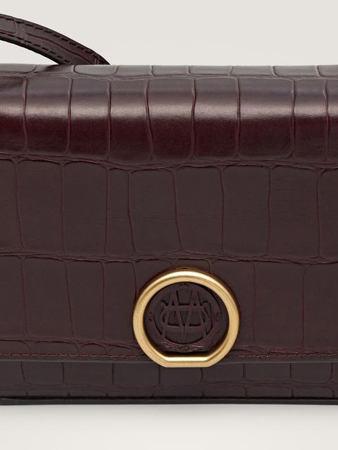 Bolso Bandolera Piel Acabado Cocodrilo
