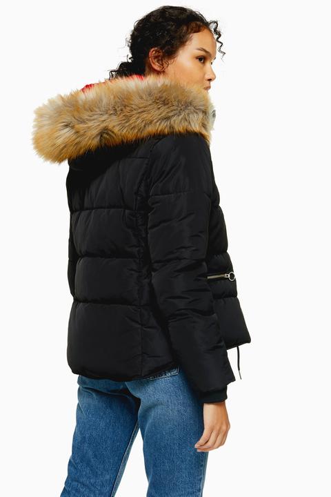 parka coat black fur hood