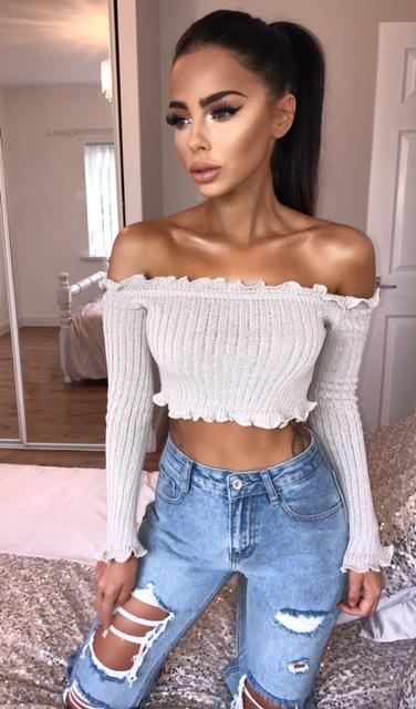 Clarissa Ribbed Knit Crop - Stone (sale)