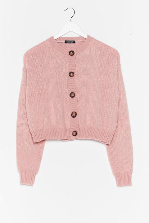 Womens Crew Neck Cropped Knit Cardigan