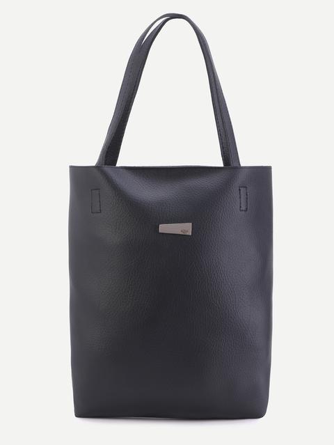 Bolso Tote De Pu Negro