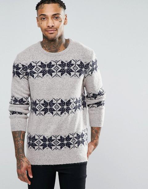 Asos - Maglione Natalizio Con Motivo A Fiocchi Di Neve - Grigio