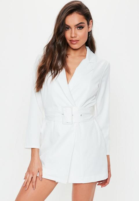 petite white blazer dress