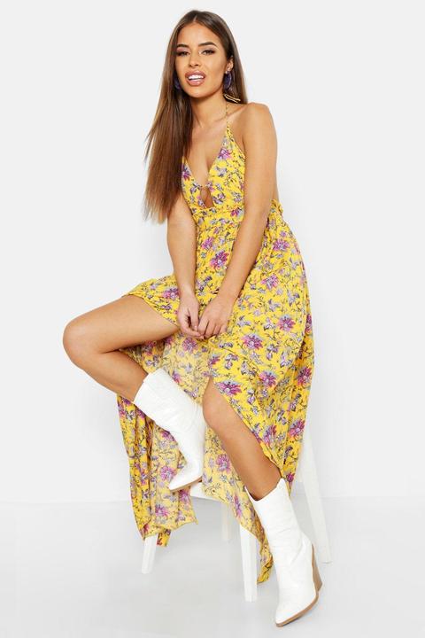 boohoo yellow floral dress