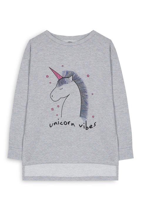 Jersey Gris De Unicornio De Niña Pequeña