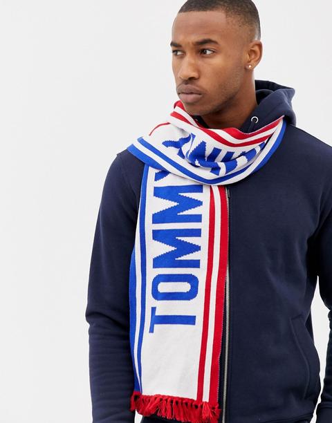 Tommy Hilfiger Bold Logo Scarf In Blue