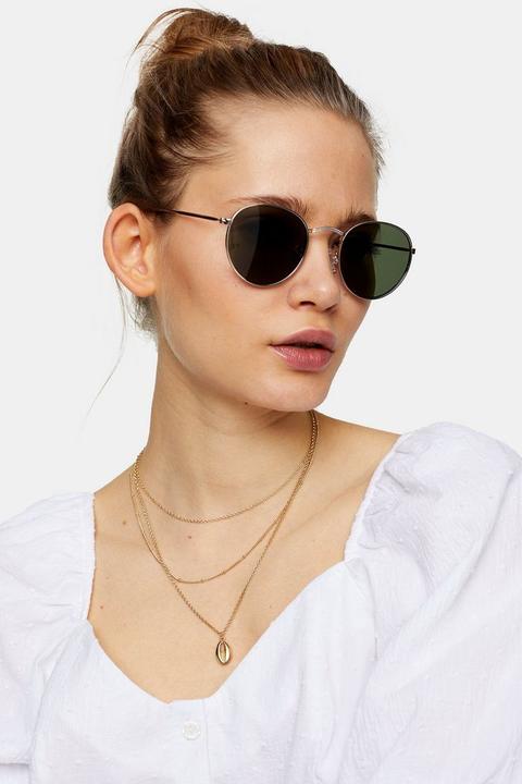 Metro Gold Round Sunglasses