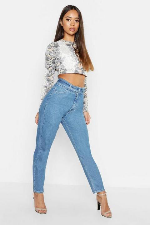 Jean Mom Ceinturé - Bleu Jean - 38, Bleu Jean