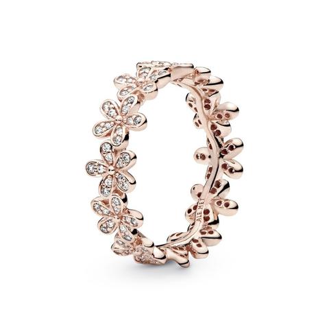 Pandora Daisy Flower Ring - 14k Rose Gold-plated Unique Metal Blend / Clear