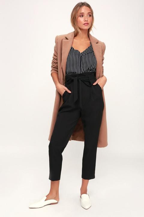 With Confidence Black Paper Bag Waist Pants - Lulus