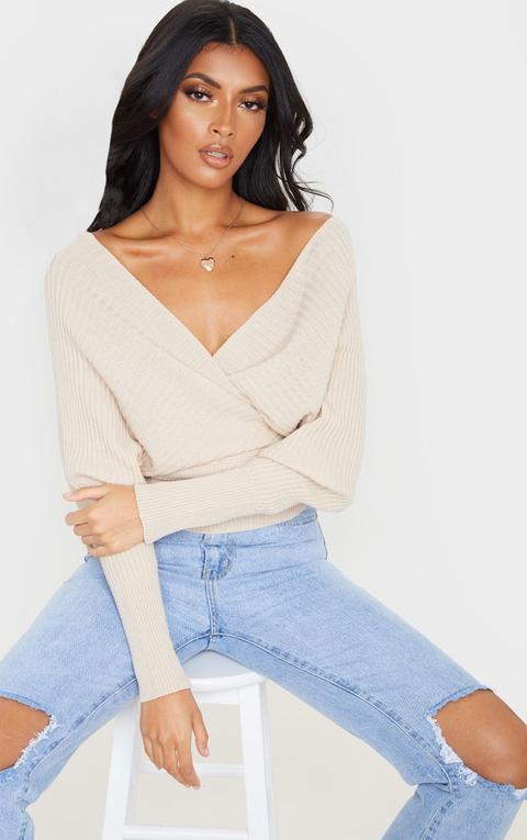 Stone Wrap Off The Shoulder Jumper