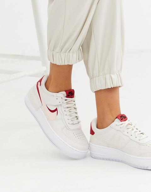 air force 1 shadow red and white