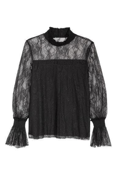 H & M+ Top De Encaje - Negro