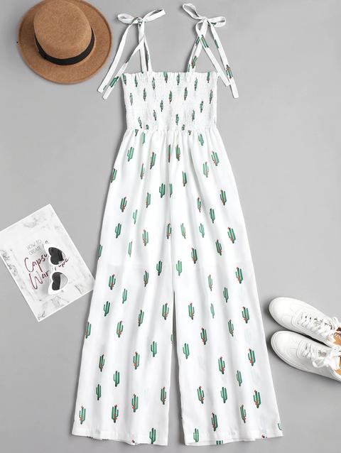 Tuta Maxi Con Grafica Di Cactus White