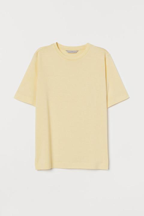 H & M - T-shirt In Misto Seta - Giallo