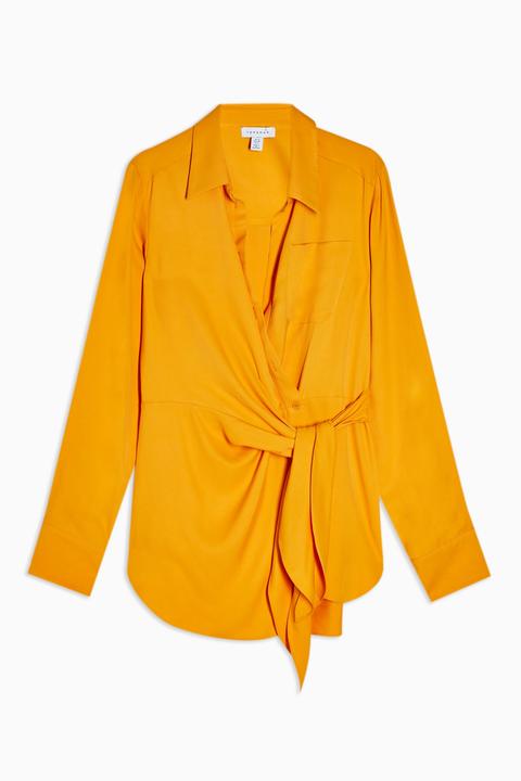 Womens **orange Tie Side Blouse By Topshop Boutique - Orange, Orange