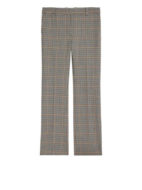 Checked Stretch-wool Trousers - Beige