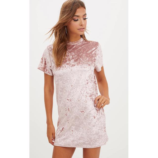 Pink Velvet T Shirt Dress, Pink from 
