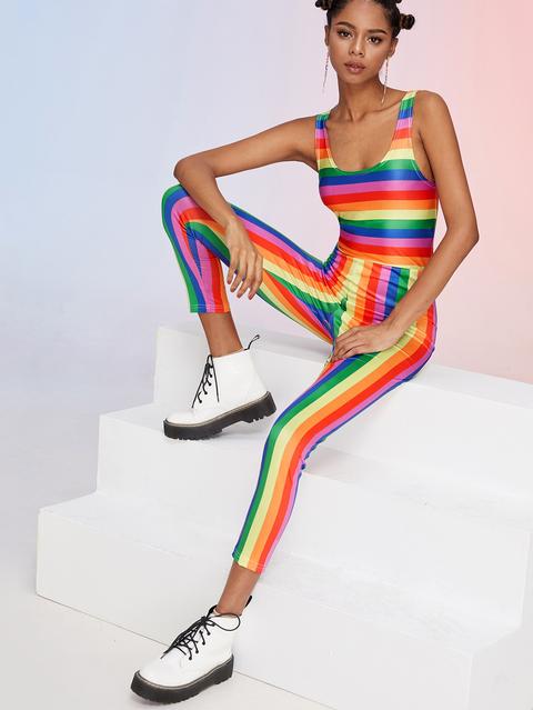 Tuta Canotta A Righe Di Arcobaleno