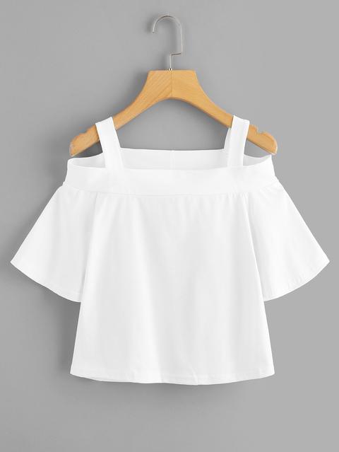 Cold Shoulder Fluted Sleeve Tee