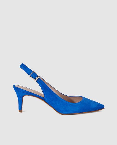 Zendra Basic - Zapatos De Salón De Mujer Destalonados En Azul De Piel